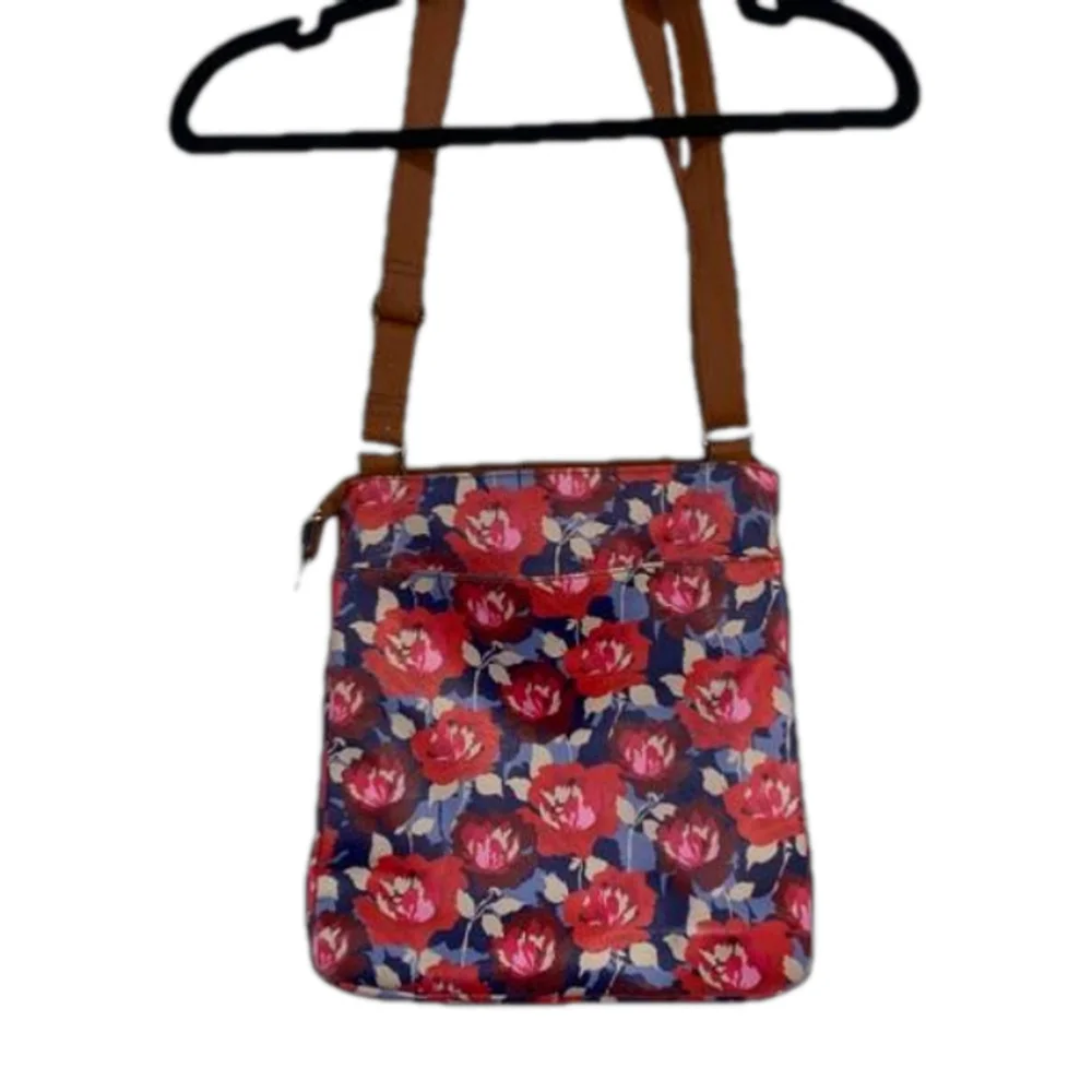Women's Rosetti Floral Crossbody Bag Red Blue and Brown Great Condition